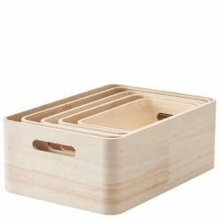 RIG TIG Aufbewahrungsboxen Save-it 5 Stk. Paulownienholz