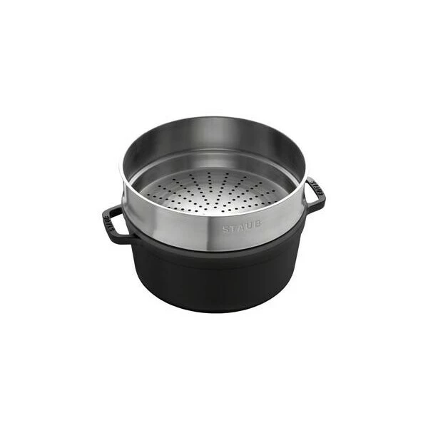 Staub Cocotte Mit Dämpfeinsatz 26 Cm La Cocotte Schwarz 2 Staub Cocotte Mit Dämpfeinsatz 26 Cm La Cocotte Schwarz – Bild 2