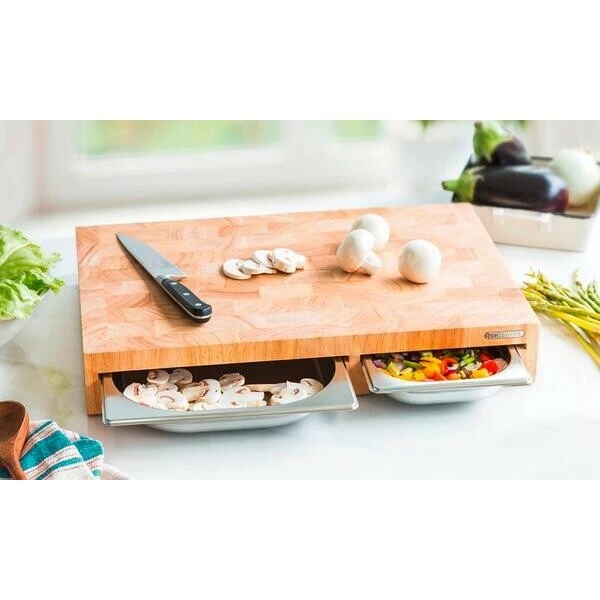 Continenta Schneidebrett Mit 3 Schubladen 50x33 Cm Gummibaum 4 Continenta Schneidebrett Mit 3 Schubladen 50x33 Cm Gummibaum – Bild 4